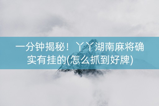 一分钟揭秘！丫丫湖南麻将确实有挂的(怎么抓到好牌)