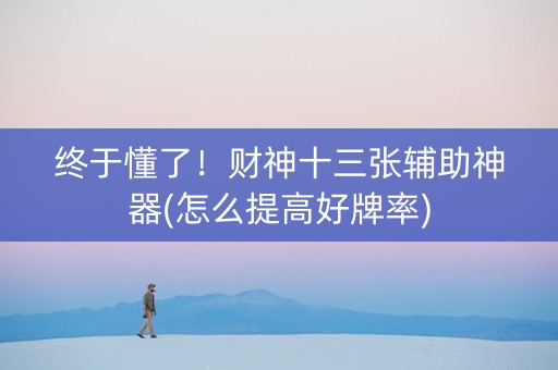 终于懂了！财神十三张辅助神器(怎么提高好牌率)