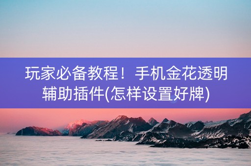 玩家必备教程！手机金花透明辅助插件(怎样设置好牌)