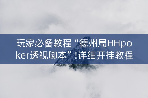 玩家必备教程“德州局HHpoker透视脚本”!详细开挂教程-知乎
