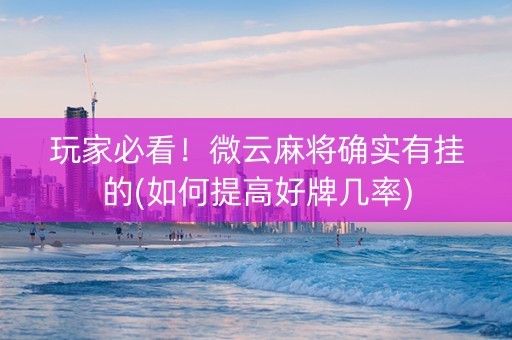 玩家必看！微云麻将确实有挂的(如何提高好牌几率)