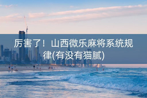 厉害了！山西微乐麻将系统规律(有没有猫腻)
