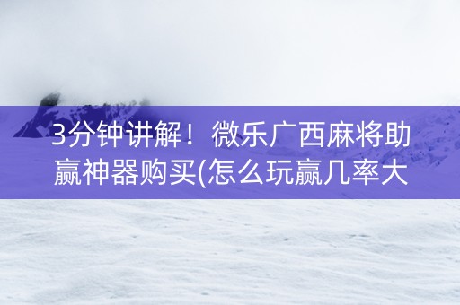 3分钟讲解！微乐广西麻将助赢神器购买(怎么玩赢几率大)