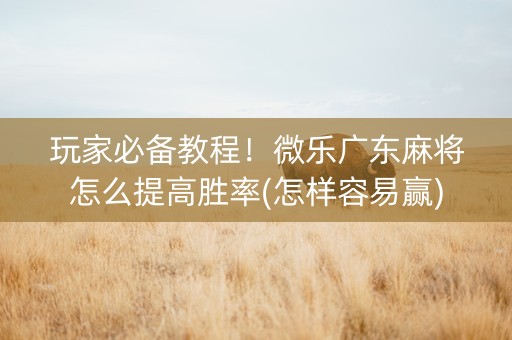 玩家必备教程！微乐广东麻将怎么提高胜率(怎样容易赢)