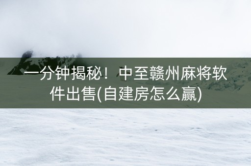 一分钟揭秘！中至赣州麻将软件出售(自建房怎么赢)