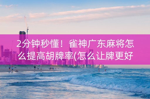 2分钟秒懂！雀神广东麻将怎么提高胡牌率(怎么让牌更好)