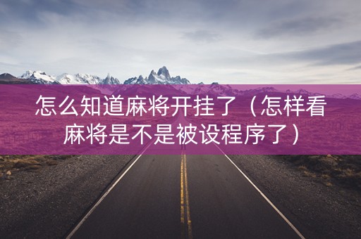 怎么知道麻将开挂了（怎样看麻将是不是被设程序了）