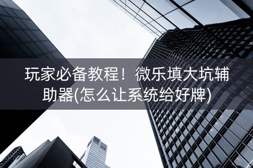 玩家必备教程！微乐填大坑辅助器(怎么让系统给好牌)
