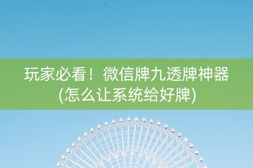 玩家必看！微信牌九透牌神器(怎么让系统给好牌)