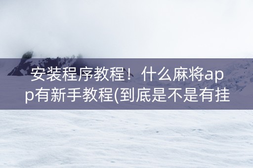 安装程序教程！什么麻将app有新手教程(到底是不是有挂)