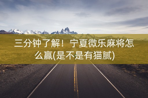 三分钟了解！宁夏微乐麻将怎么赢(是不是有猫腻)
