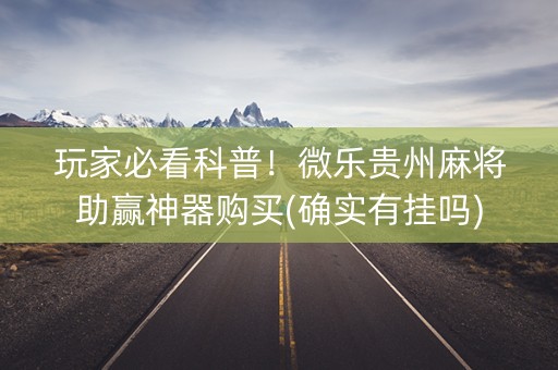 玩家必看科普！微乐贵州麻将助赢神器购买(确实有挂吗)