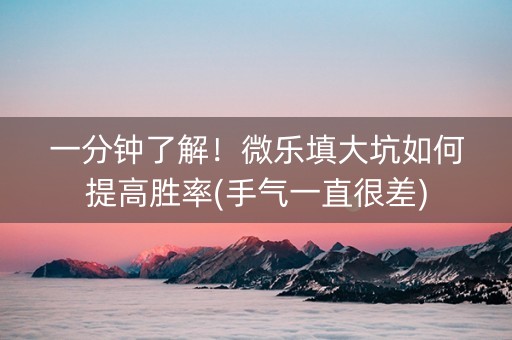 一分钟了解！微乐填大坑如何提高胜率(手气一直很差)