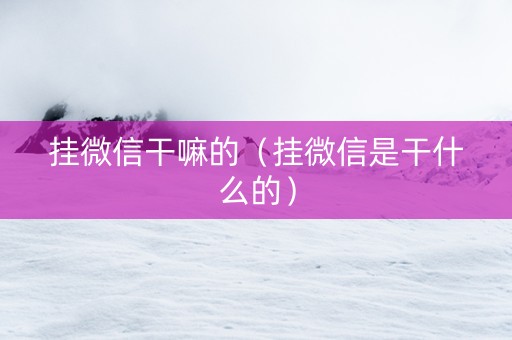 挂微信干嘛的（挂微信是干什么的）
