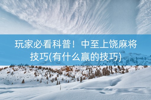 玩家必看科普！中至上饶麻将技巧(有什么赢的技巧)