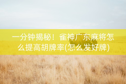 一分钟揭秘！雀神广东麻将怎么提高胡牌率(怎么发好牌)