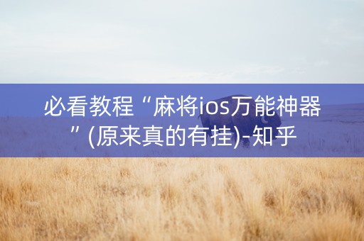 必看教程“麻将ios万能神器”(原来真的有挂)-知乎