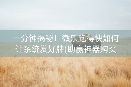 一分钟揭秘！微乐跑得快如何让系统发好牌(助赢神器购买)