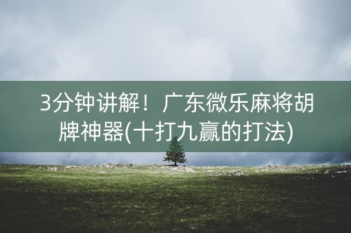 3分钟讲解！广东微乐麻将胡牌神器(十打九赢的打法)