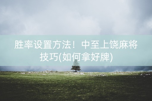 胜率设置方法！中至上饶麻将技巧(如何拿好牌)