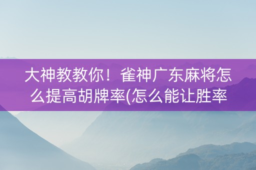 大神教教你！雀神广东麻将怎么提高胡牌率(怎么能让胜率高)