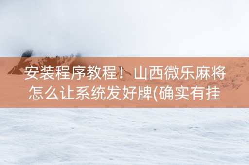 安装程序教程！山西微乐麻将怎么让系统发好牌(确实有挂吗)