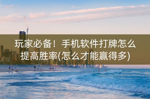 玩家必备！手机软件打牌怎么提高胜率(怎么才能赢得多)