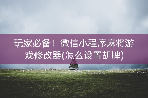 玩家必备！微信小程序麻将游戏修改器(怎么设置胡牌)