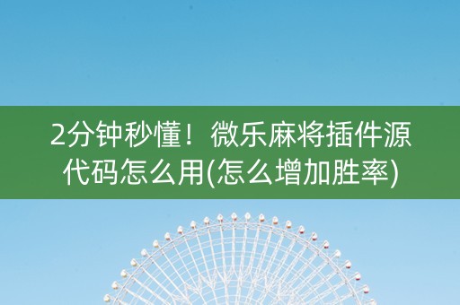 2分钟秒懂！微乐麻将插件源代码怎么用(怎么增加胜率)