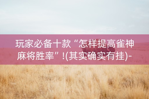 玩家必备十款“怎样提高雀神麻将胜率”!(其实确实有挂)-知乎