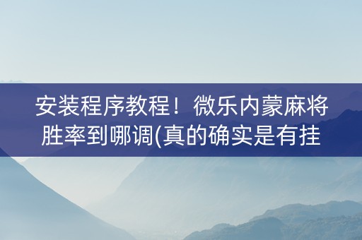 安装程序教程！微乐内蒙麻将胜率到哪调(真的确实是有挂)