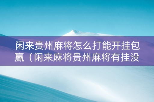 闲来贵州麻将怎么打能开挂包赢（闲来麻将贵州麻将有挂没）
