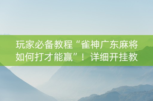 玩家必备教程“雀神广东麻将如何打才能赢”！详细开挂教程（确实真的有挂)-知乎