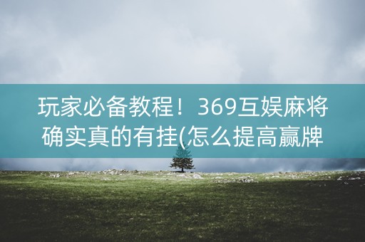 玩家必备教程！369互娱麻将确实真的有挂(怎么提高赢牌率)