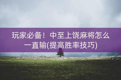 玩家必备！中至上饶麻将怎么一直输(提高胜率技巧)