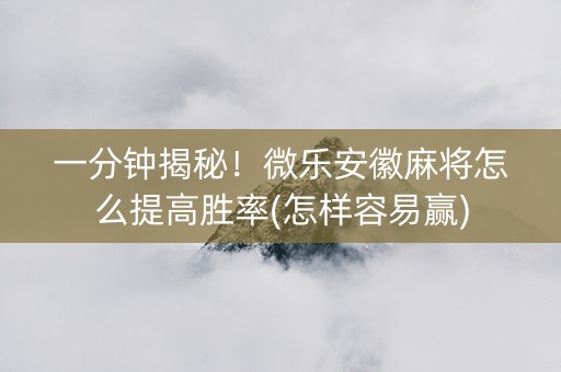 一分钟揭秘！微乐安徽麻将怎么提高胜率(怎样容易赢)