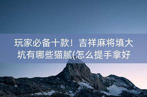 玩家必备十款！吉祥麻将填大坑有哪些猫腻(怎么提手拿好牌)