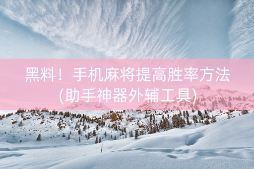 黑料！手机麻将提高胜率方法(助手神器外辅工具)