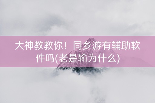 大神教教你！同乡游有辅助软件吗(老是输为什么)