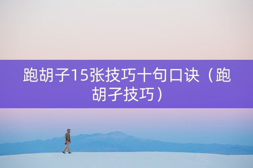跑胡子15张技巧十句口诀（跑胡孑技巧）