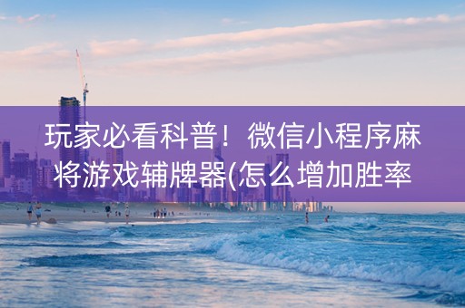 玩家必看科普！微信小程序麻将游戏辅牌器(怎么增加胜率)