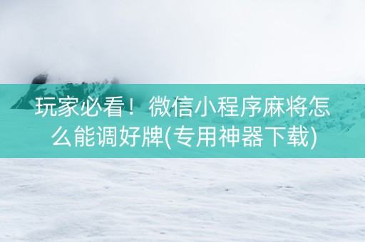 玩家必看！微信小程序麻将怎么能调好牌(专用神器下载)