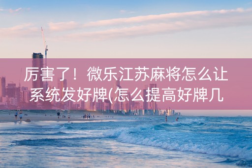 厉害了！微乐江苏麻将怎么让系统发好牌(怎么提高好牌几率)