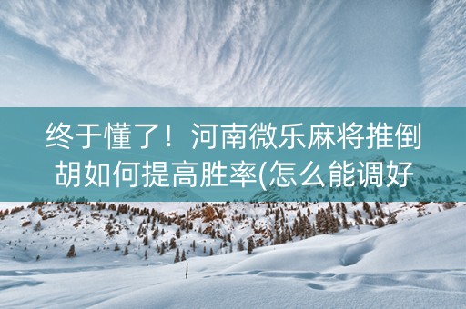 终于懂了！河南微乐麻将推倒胡如何提高胜率(怎么能调好牌)