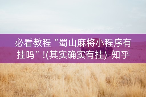 必看教程“蜀山麻将小程序有挂吗”!(其实确实有挂)-知乎