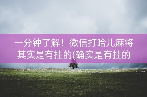 一分钟了解！微信打哈儿麻将其实是有挂的(确实是有挂的)