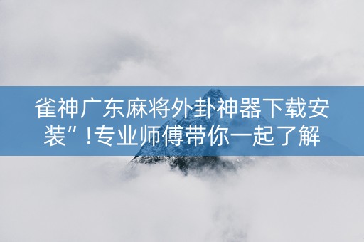 雀神广东麻将外卦神器下载安装”!专业师傅带你一起了解（详细教程）-知乎
