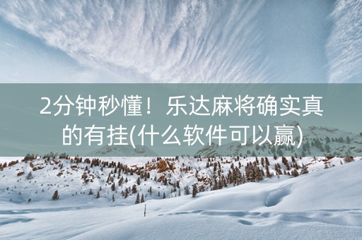 2分钟秒懂！乐达麻将确实真的有挂(什么软件可以赢)