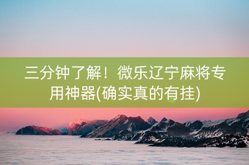 三分钟了解！微乐辽宁麻将专用神器(确实真的有挂)
