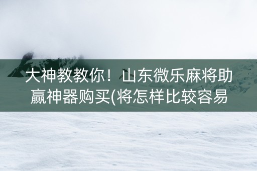 大神教教你！山东微乐麻将助赢神器购买(将怎样比较容易赢)